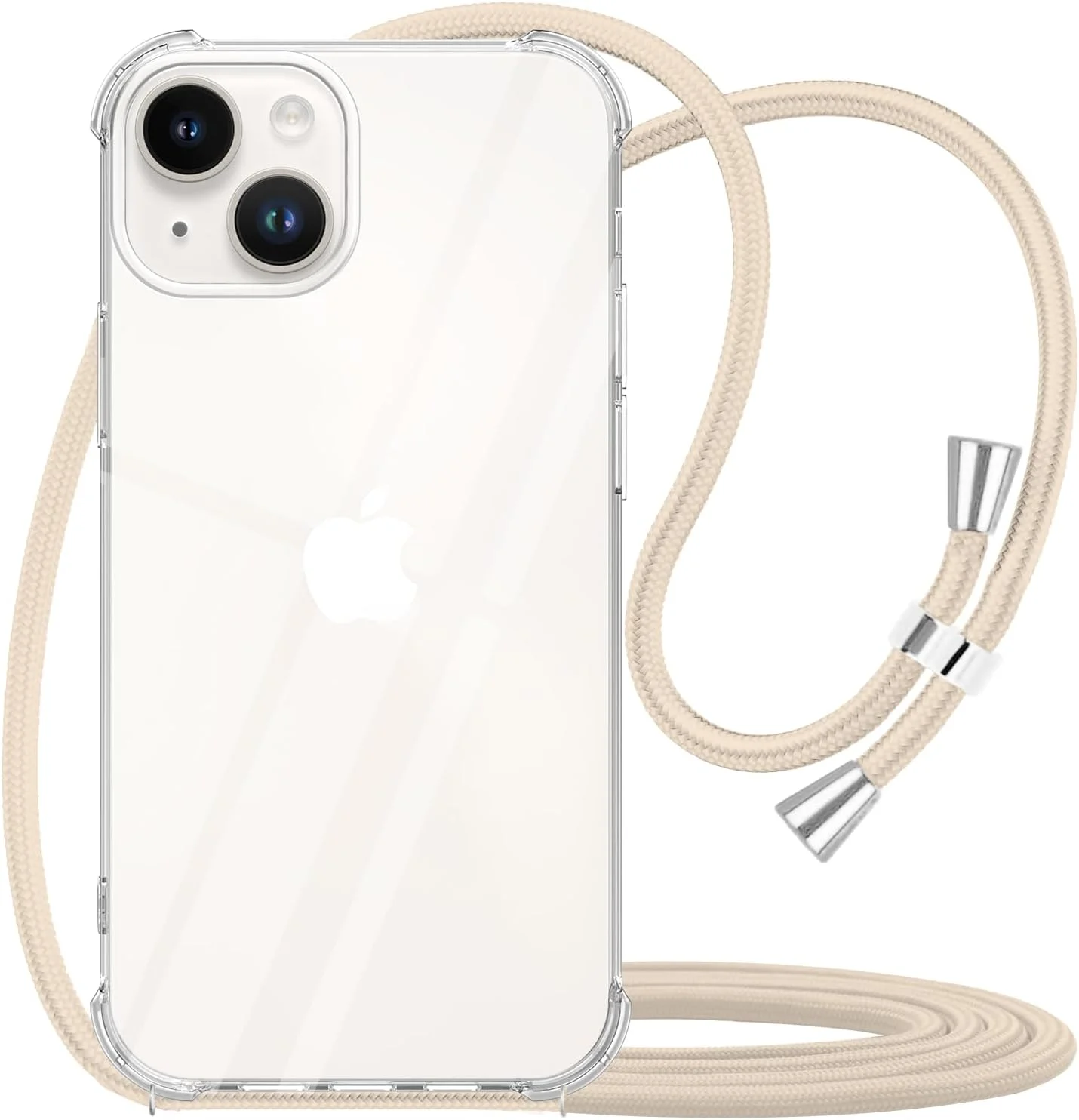 کاور محافظ شفاف بنددار گردنی قابل تنظیم یسپور مناسب آیفون 14 پلاس - بژ