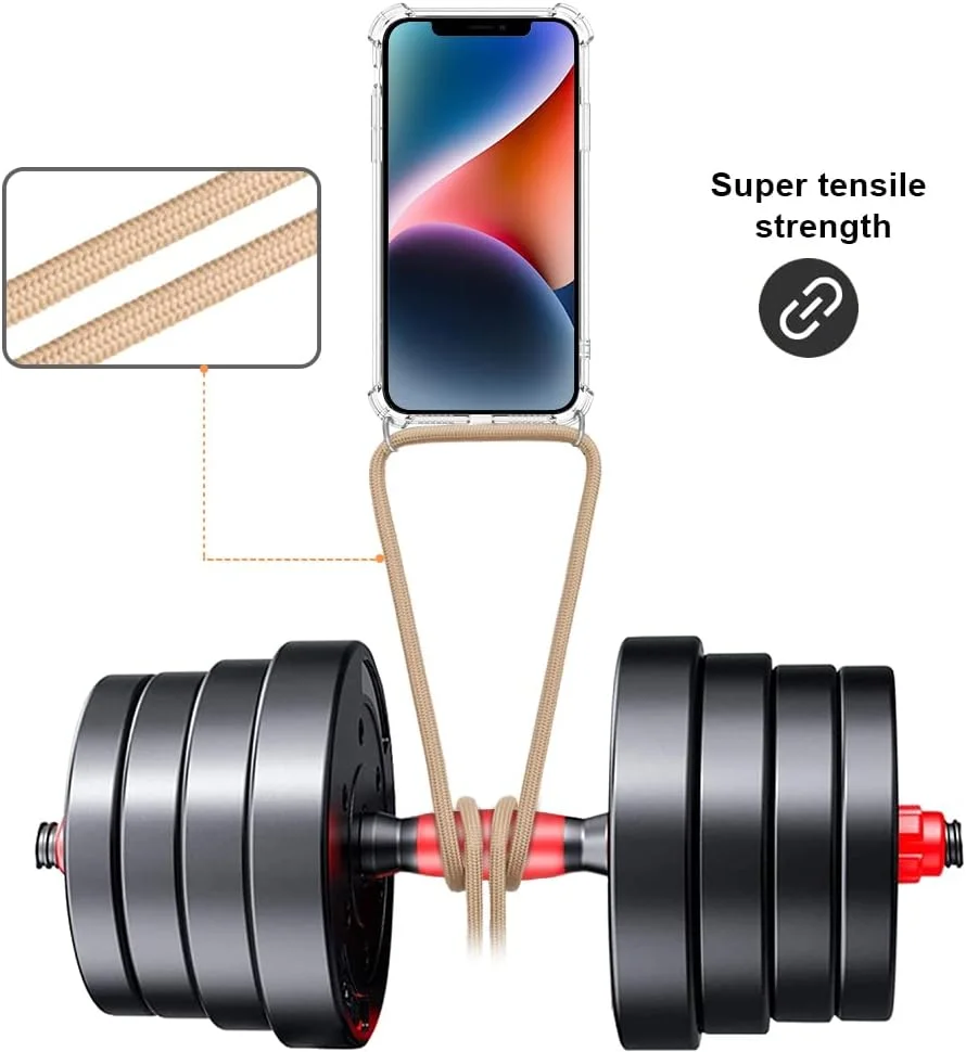 کاور محافظ شفاف بنددار گردنی قابل تنظیم یسپور مناسب آیفون 14 پلاس - بژ