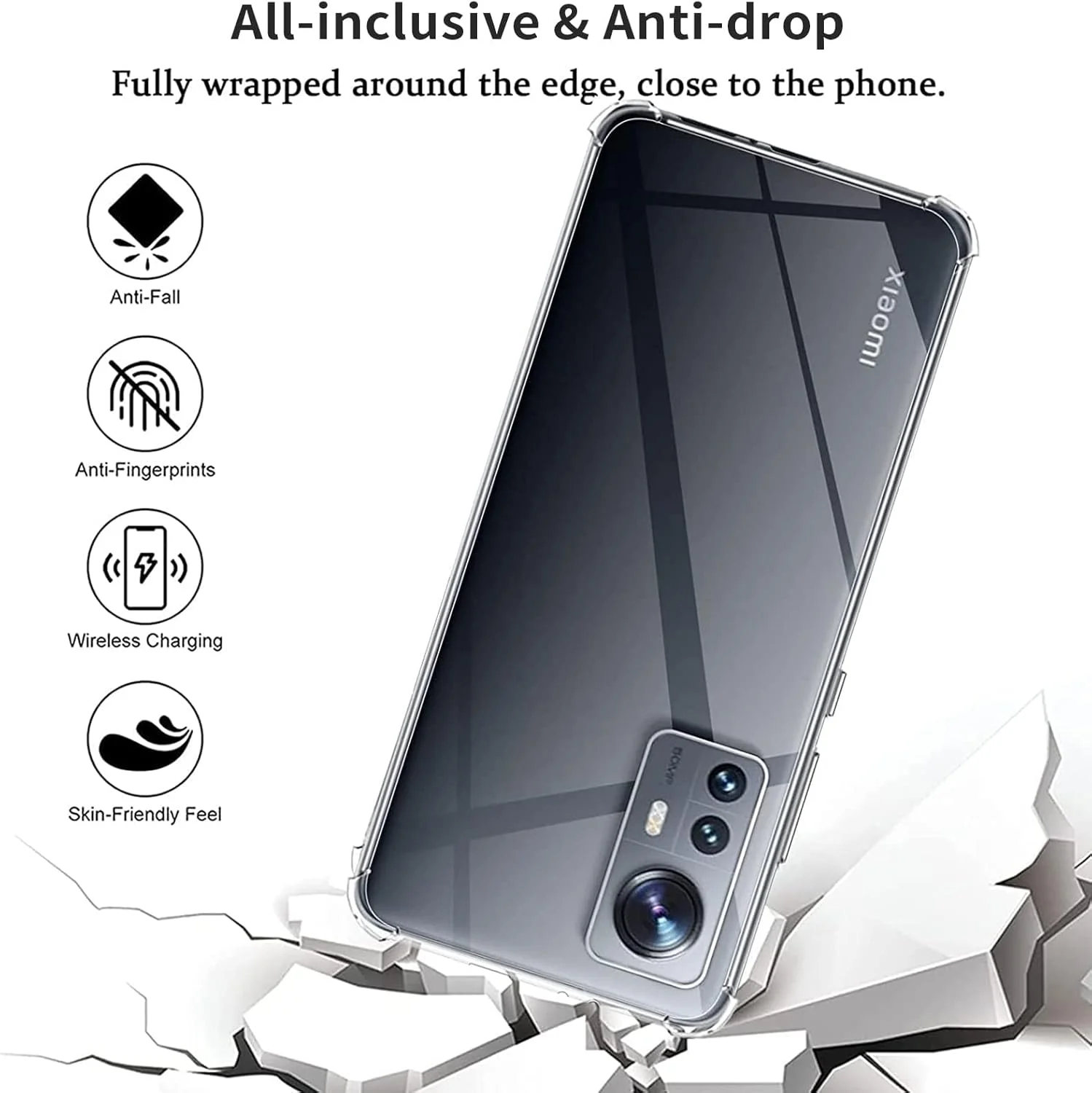 کاور شفاف AWH برای شیائومی Mi 12، کاور محافظ پشتی کریستالی بسیار نازک با قابلیت جذب ضربه، کاور سیلیکونی ضد خش گوشی موبایل از جنس TPU نرم.