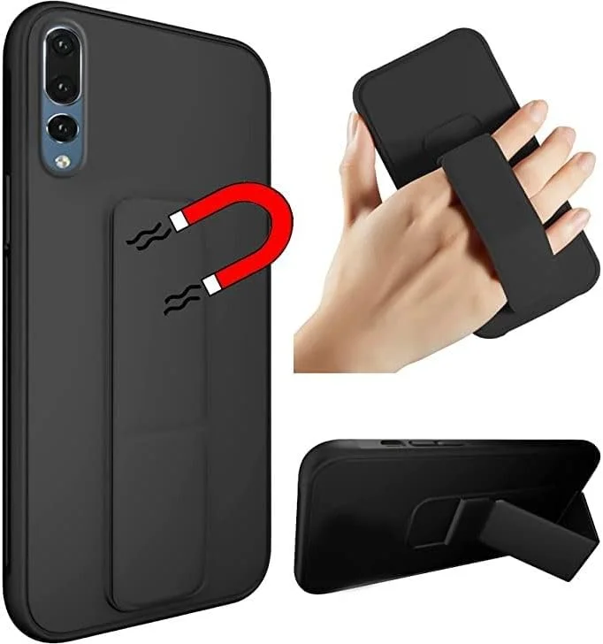 کاور محافظ آهنربایی BURAQ برای Huawei P20 Pro، با پایه نگهدارنده، باریک و ضد ضربه، کاور محافظ سیلیکونی برای Huawei P20 Pro - مشکی