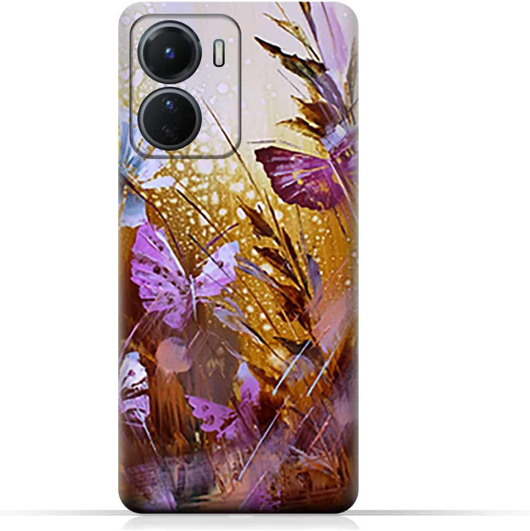 کاور محافظ گوشی موبایل ای ام سی دیزاین مدل TPU مناسب برای ویوو Y16 با طرح پروانه های نقاشی رنگ روغن