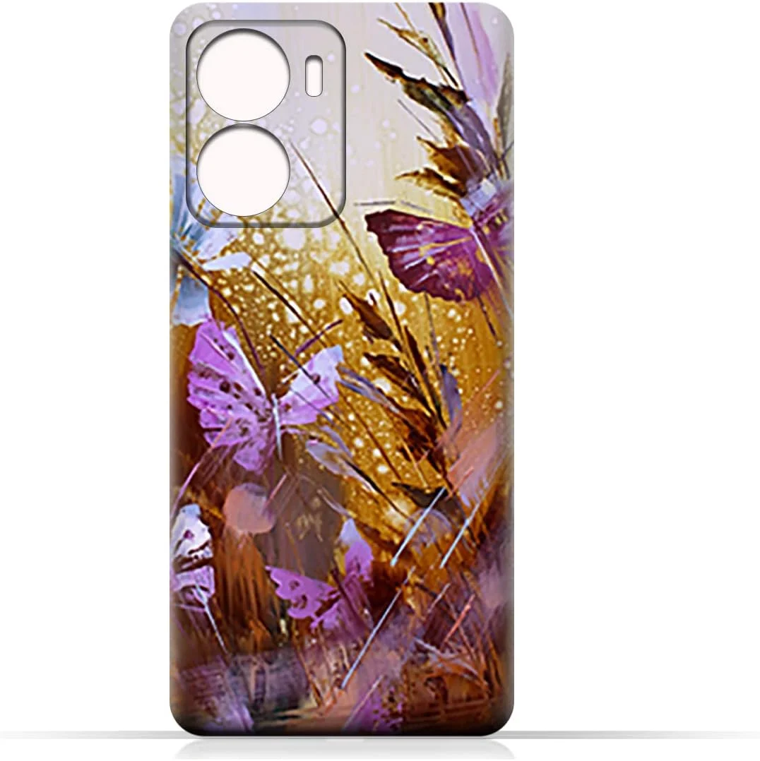 کاور محافظ گوشی موبایل ای ام سی دیزاین مدل TPU مناسب برای ویوو Y16 با طرح پروانه های نقاشی رنگ روغن