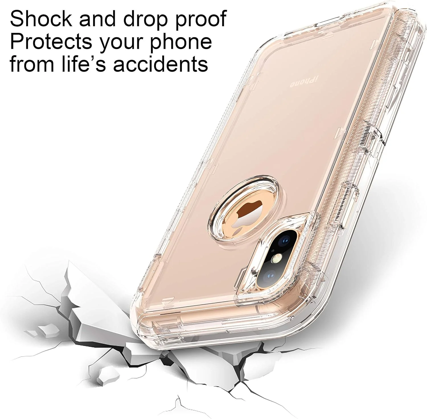 کاور محافظتی سنگین و مقاوم برای آیفون ایکس اس - بدنه زرهی کامل - ضربه گیر - سه لایه ترکیبی TPU و PC سخت سازگار با آیفون ایکس (شفاف)