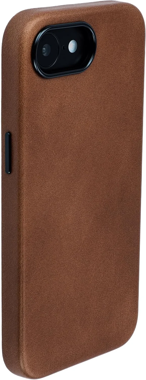 کیف چرمی اصل Dockem برای آیفون 16e، سازگار با MagSafe - چرم دانه کامل صاف (MSGL، قهوه ای)