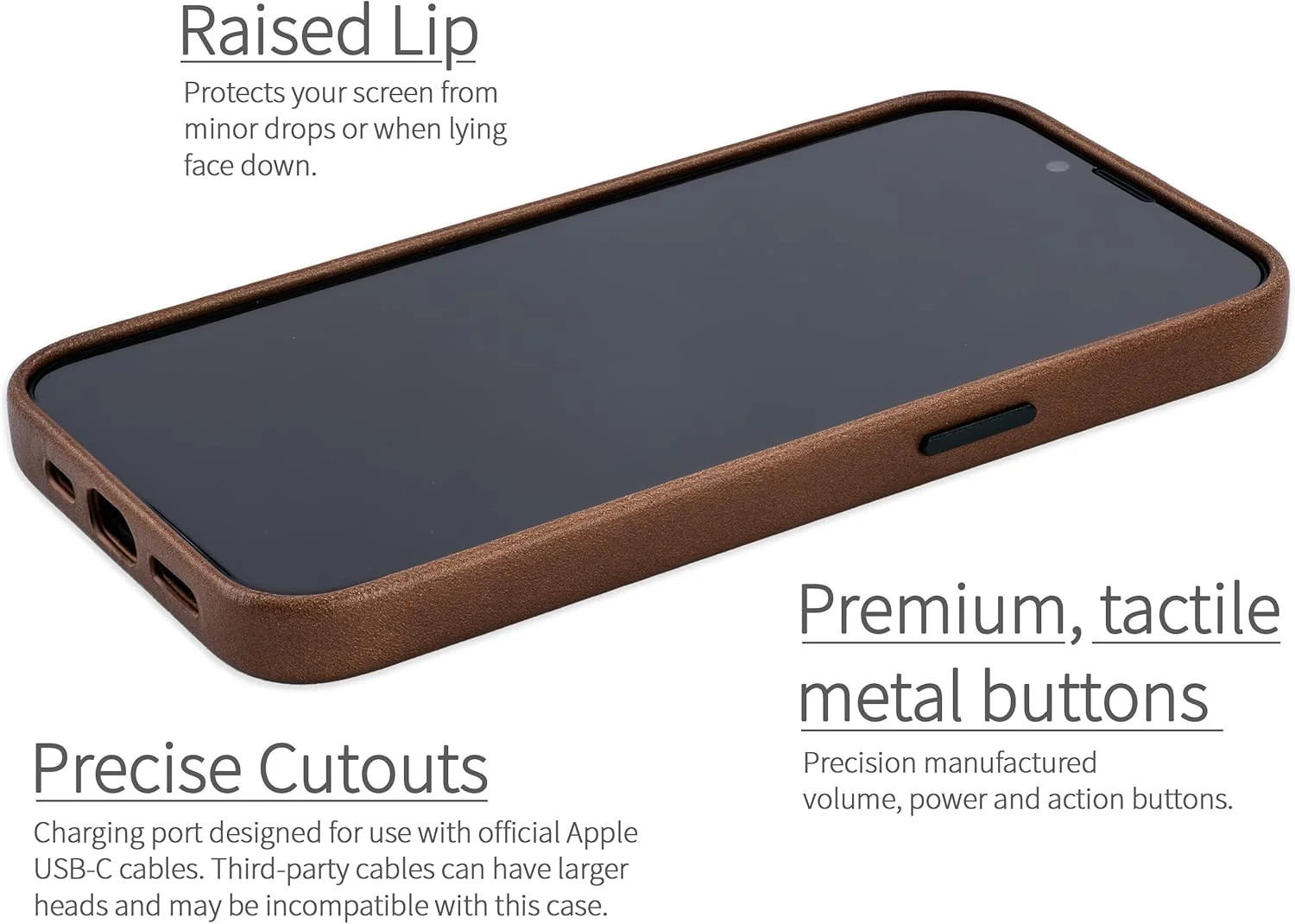 کیف چرمی اصل Dockem برای آیفون 16e، سازگار با MagSafe - چرم دانه کامل صاف (MSGL، قهوه ای)