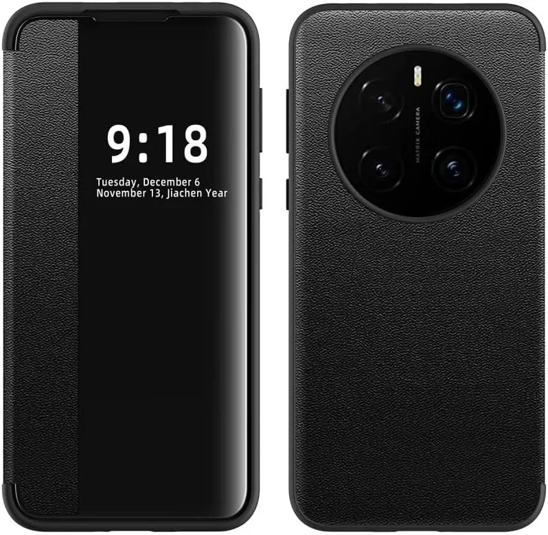 کاور محافظ تاشو Gruattreay سازگار با گوشی آنر مجیک 7 پرو، دارای پنجره شفاف، کاور تاشو مغناطیسی باریک، محافظت در برابر سقوط، ضد ضربه، پوشش محافظ برای آنر مجیک 7 پرو (مشکی)