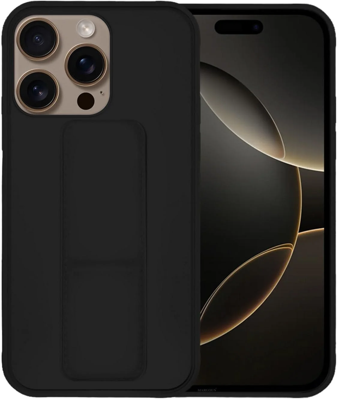 کاور محافظ گوشی آیفون 16 پرو مکس مارگون با استند مغناطیسی، حلقه انگشتی و قابلیت اتصال به هولدر مغناطیسی خودرو، ضد ضربه و مقاوم (مشکی، 16 پرو مکس)