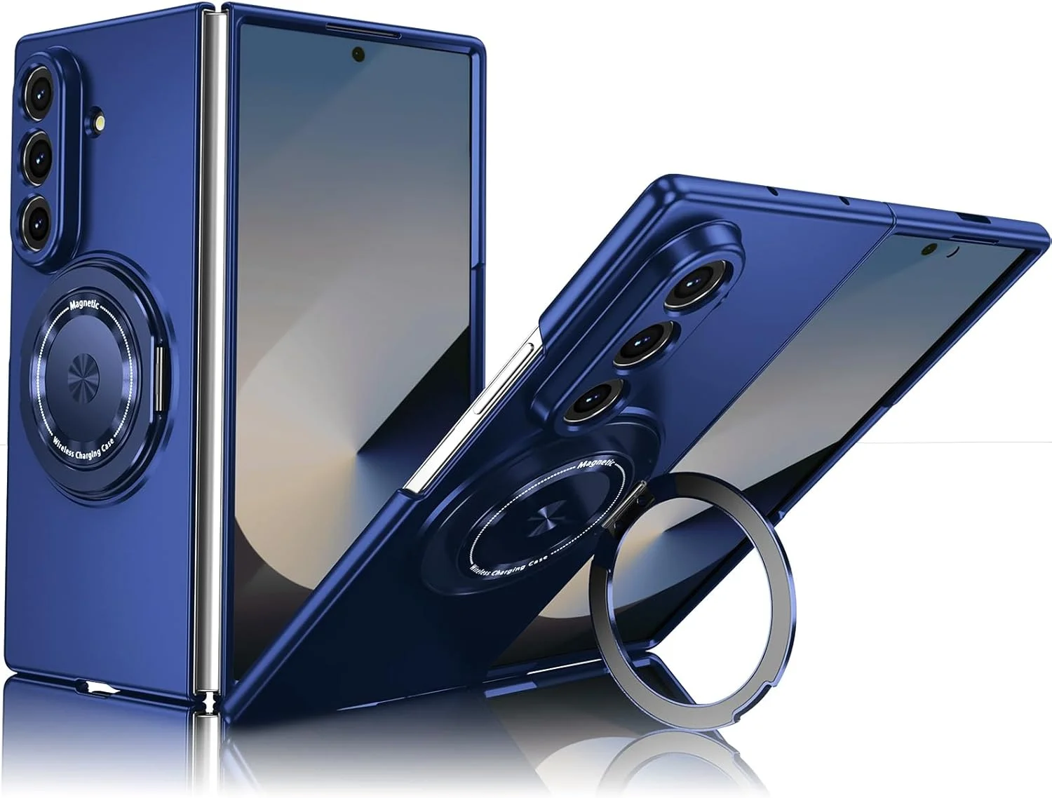 قاب گوشی فوق باریک و محافظ صفحه نمایش داخلی COQUE Samsung Galaxy Z Fold 7 5G، کاور تاشو برای Samsung Galaxy Z Fold 7 5G آبی