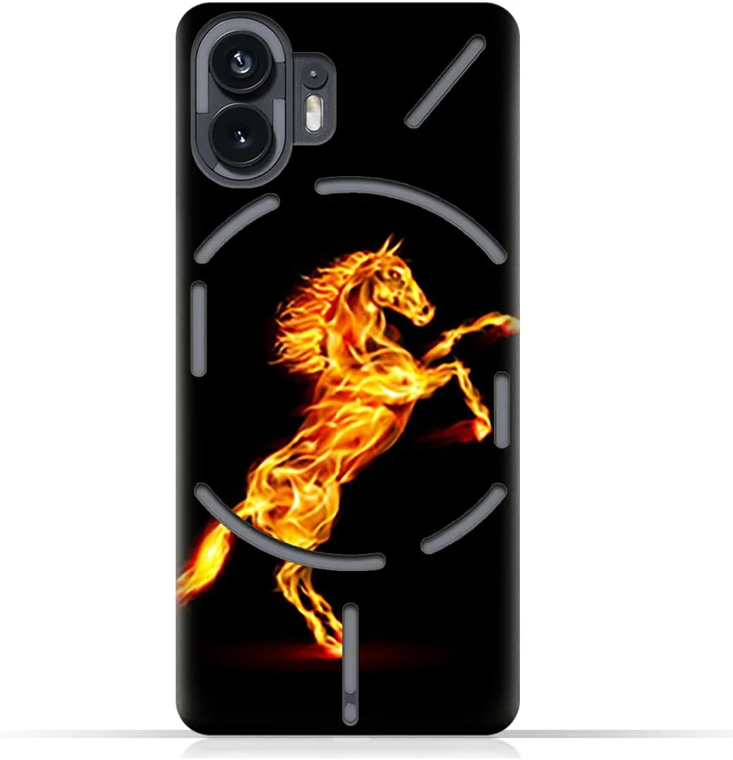 کاور محافظ گوشی موبایل AMC Design TPU برای Nothing Phone 2 / Nothing Phone Two (5G) با طرح اسب روی آتش
