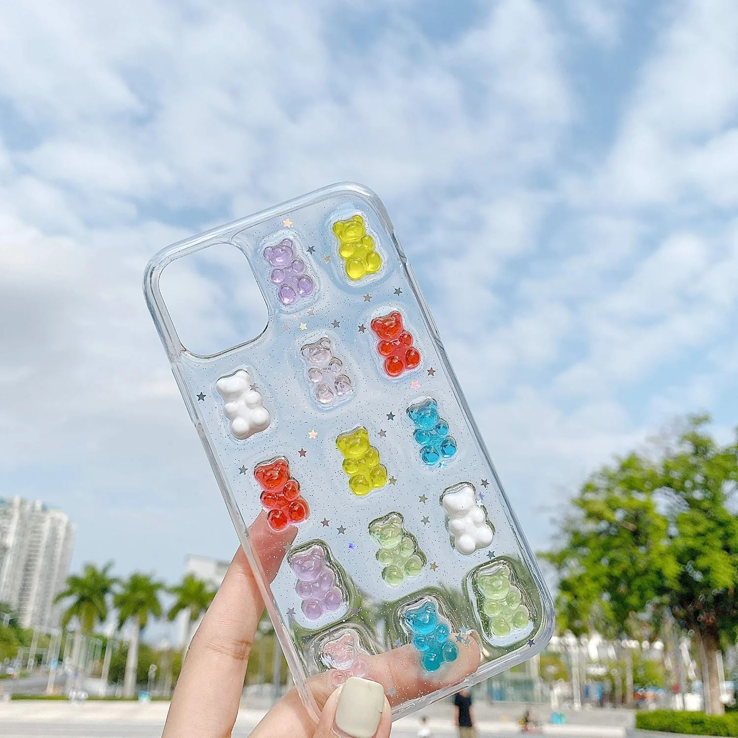 کاور محافظ گوشی شفاف و بامزه UnnFiko مناسب آیفون 12 مینی، طرح خرس کارتونی فوق العاده جذاب، کاور محافظ نرم و خلاقانه گوشی برای آیفون 12 مینی (طرح خرس)