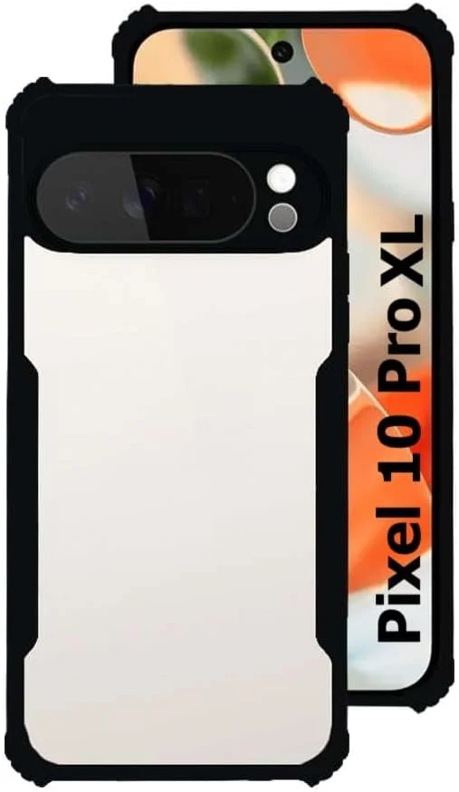 کاور محافظ هیبریدی شفاف و مقاوم Zubitech Google Pixel 10 Pro XL با حاشیه مشکی ضد ضربه، محافظت 360 درجه و محافظ لنز دوربین، کاور شفاف اکریلیک (Google Pixel 10 Pro XL)