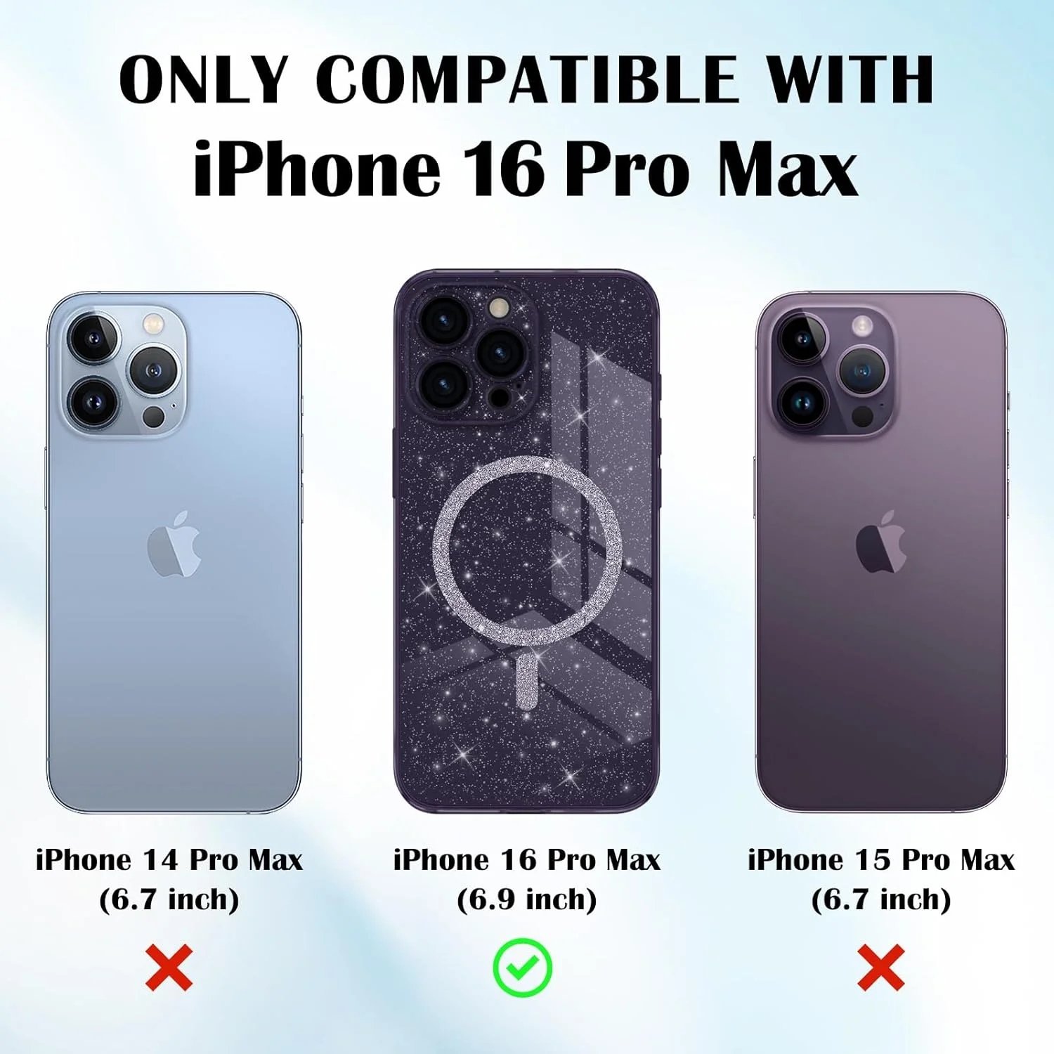 کاور محافظ اکلیلی شفاف Newseego برای آیفون 16 پرو مکس [سازگار با MagSafe]، کاور مغناطیسی باریک و ضد ضربه با محافظت از دوربین برای آیفون 16 پرو مکس - بنفش