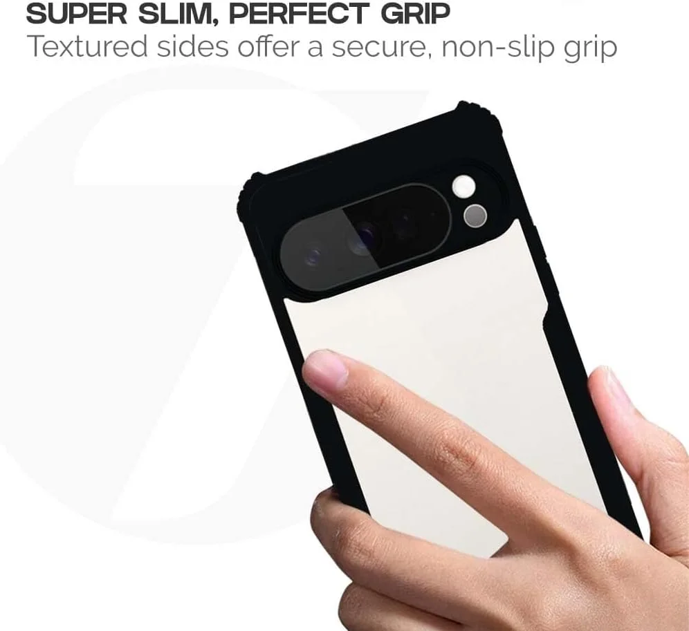 کاور محافظ هیبریدی شفاف و مقاوم Zubitech Google Pixel 10 Pro XL با حاشیه مشکی ضد ضربه، محافظت 360 درجه و محافظ لنز دوربین، کاور شفاف اکریلیک (Google Pixel 10 Pro XL)