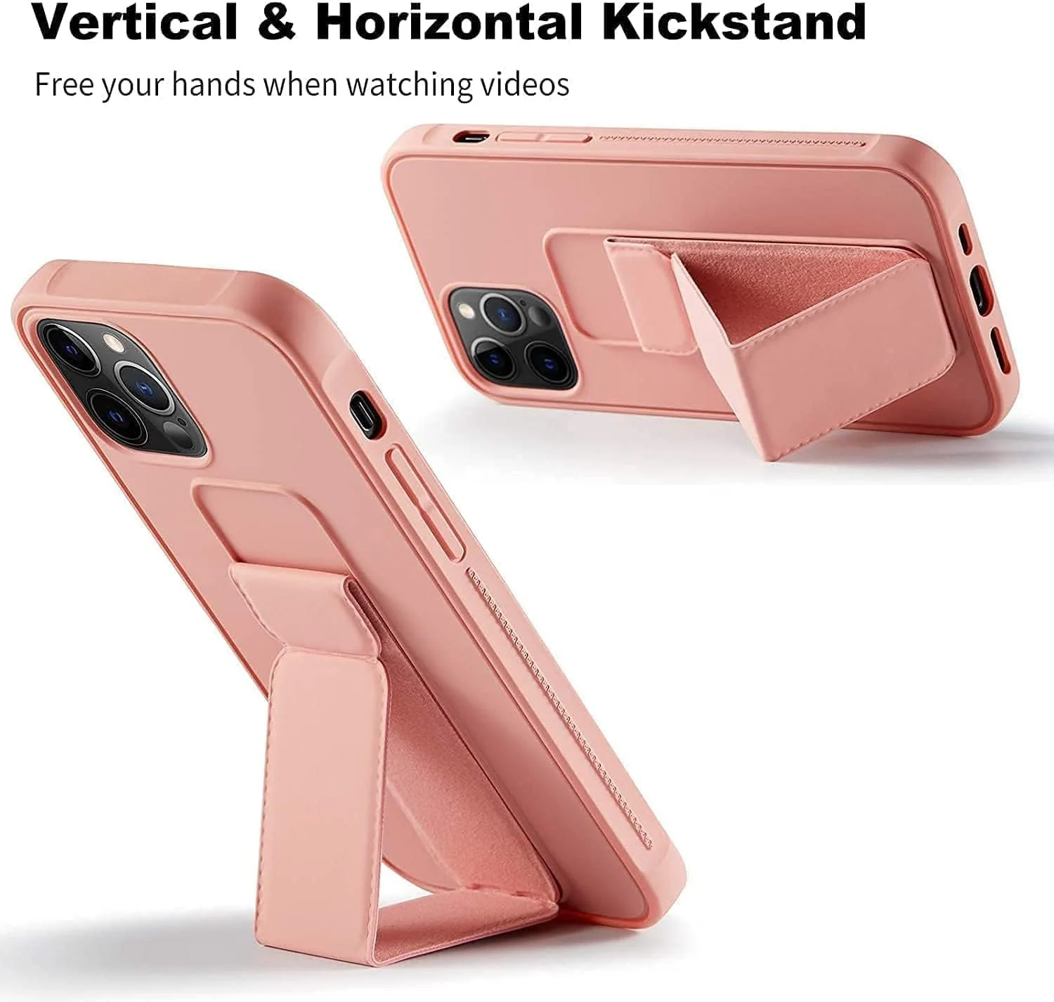 قاب محافظ زیگ سازگار با آیفون 16 پرو، دارای پایه پشتی، نگهدارنده مغناطیسی خودرو، جنس سیلیکون نرم، با قابلیت استند افقی و عمودی و محافظت کامل از آیفون 16 پرو (صورتی، آیفون 16 پرو)