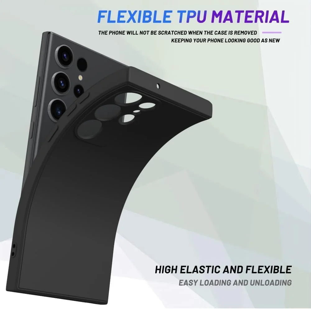 قاب محافظ ژله‌ای سیلیکونی نرم Zege سازگار با گوشی سامسونگ گلکسی S25 Ultra، پوشش پشتی مات ضد ضربه با آستر داخلی پارچه‌ای و محافظت از دوربین (مشکی، سامسونگ گلکسی S25 Ultra)