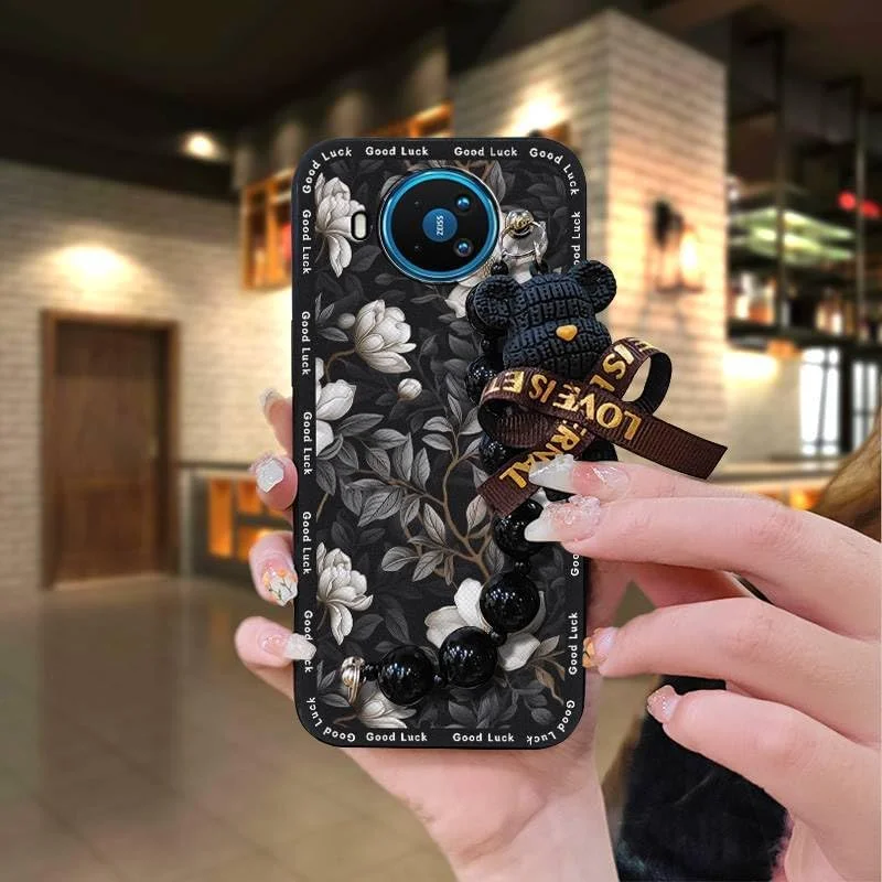 قاب گوشی لولومی مناسب برای نوکیا 8.3/8 V 5G UW، محافظ گوشی آویز مروارید مشکی، قاب گوشی موبایل، دستبند خرسی، قاب محافظ سیلیکونی نرم، کاور گوشی موبایل قاب گوشی لولومی مناسب برای نوکیا 8.3/8 V 5G UW، محافظ گوشی آویز مروارید مشکی، قاب گوشی موبایل، دستبند خرسی، قاب محافظ سیلیکونی نرم، کاور گوشی موبایل