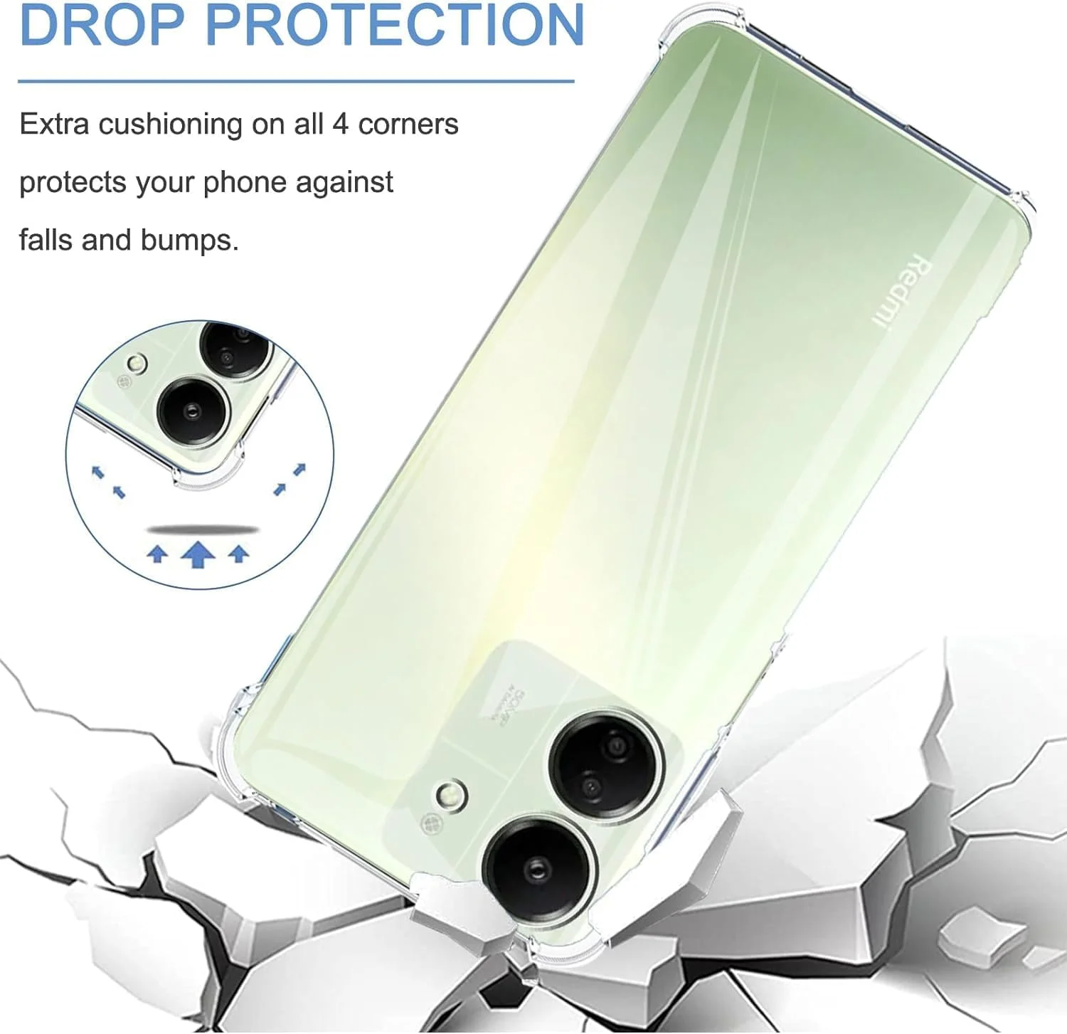 کاور محافظ ژله ای شفاف مناسب برای گوشی شیائومی ردمی 13C / پوکو C65، ضد ضربه، لبه های تقویت شده کاور محافظ ژله ای شفاف مناسب برای گوشی شیائومی ردمی 13C / پوکو C65، ضد ضربه، لبه های تقویت شده