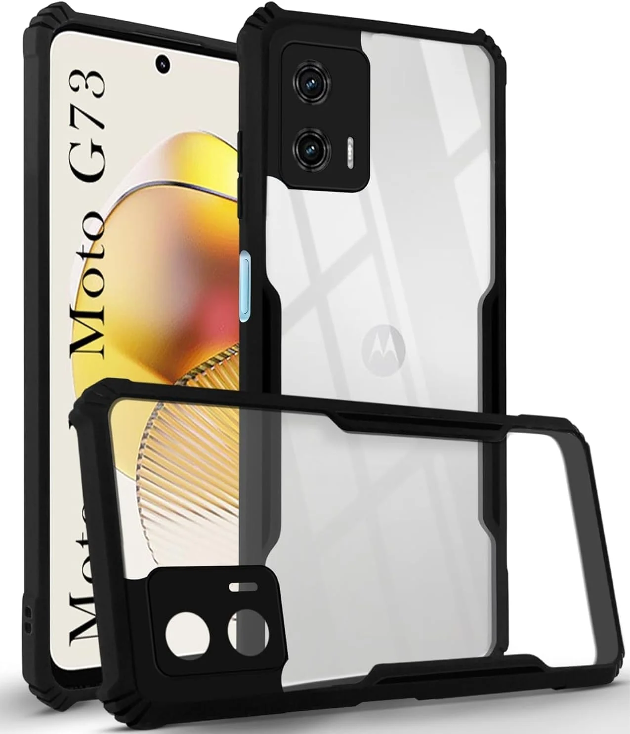 کاور پشتی موتورولا Moto G73 5G | پشت شفاف کریستالی | فوق العاده ترکیبی | محافظت کامل از دوربین | لبه های برجسته | کاور پشتی بامپر برای Moto G73