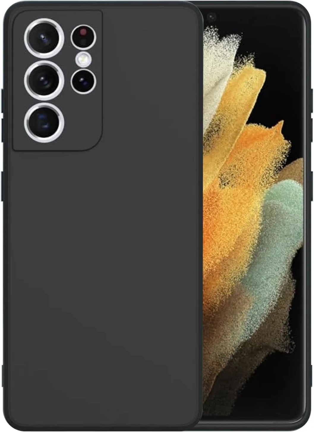 کاور سیلیکونی مایکیلا سازگار با گوشی سامسونگ گلکسی S21 Ultra 5G، نازک با محافظت از دوربین، دارای لایه داخلی نرم، باریک و انعطاف پذیر (مناسب برای سامسونگ گلکسی S21 Ultra 5G - مشکی)