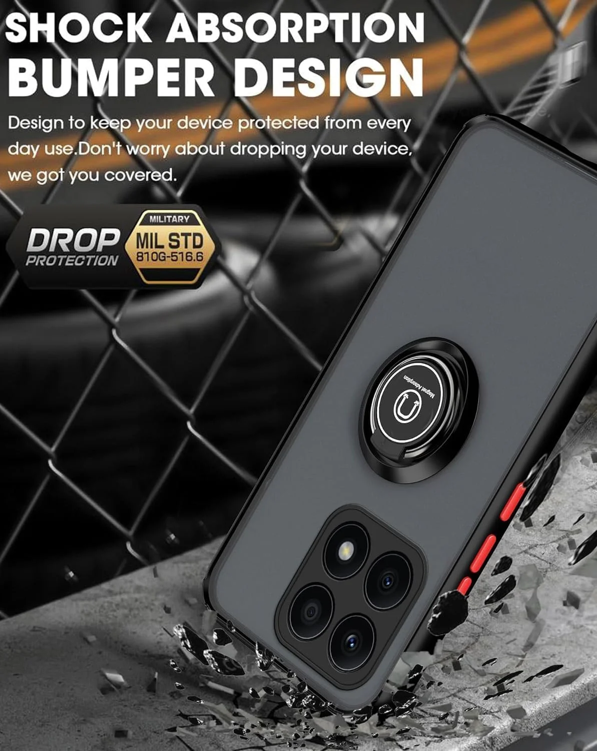 کاور محافظ گوشی آنر X8b مدل ZEGE با حلقه فلزی چرخان، استند و قابلیت اتصال مغناطیسی به هولدر خودرو، ضد ضربه و ضد اثر انگشت (مشکی) کاور محافظ گوشی آنر X8b مدل ZEGE با حلقه فلزی چرخان، استند و قابلیت اتصال مغناطیسی به هولدر خودرو، ضد ضربه و ضد اثر انگشت (مشکی)