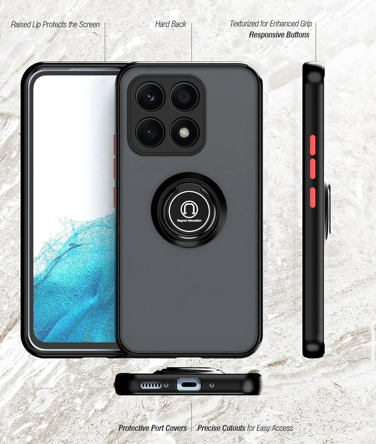 کاور محافظ گوشی آنر X8b مدل ZEGE با حلقه فلزی چرخان، استند و قابلیت اتصال مغناطیسی به هولدر خودرو، ضد ضربه و ضد اثر انگشت (مشکی) کاور محافظ گوشی آنر X8b مدل ZEGE با حلقه فلزی چرخان، استند و قابلیت اتصال مغناطیسی به هولدر خودرو، ضد ضربه و ضد اثر انگشت (مشکی)