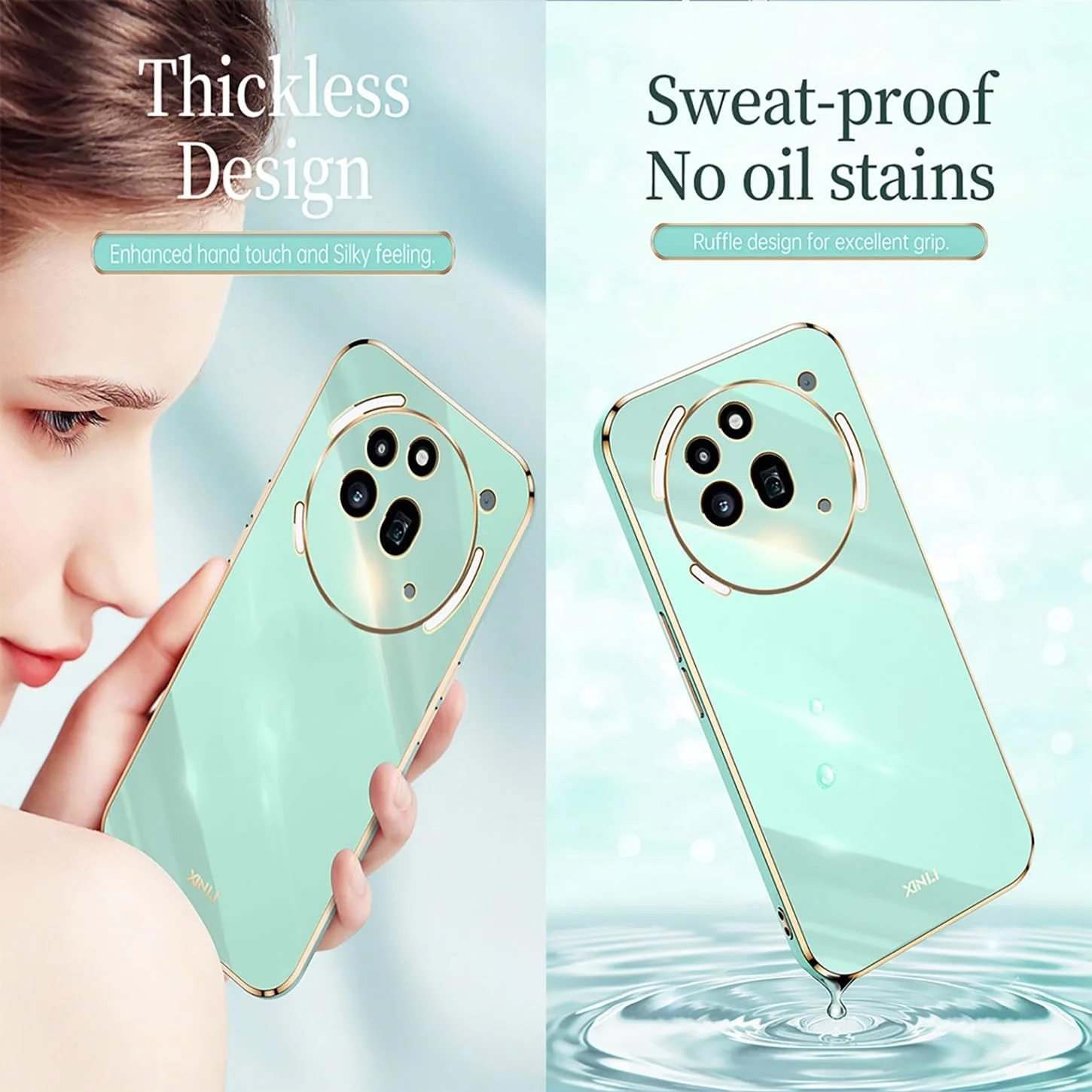 کاور محافظ گوشی ناتینگ فون (3a) پرو، طراحی ساده با رنگ ثابت و لبه طلایی آبکاری شده، جنس TPU نرم و مقاوم در برابر ضربه، فوق العاده نازک (سفید)