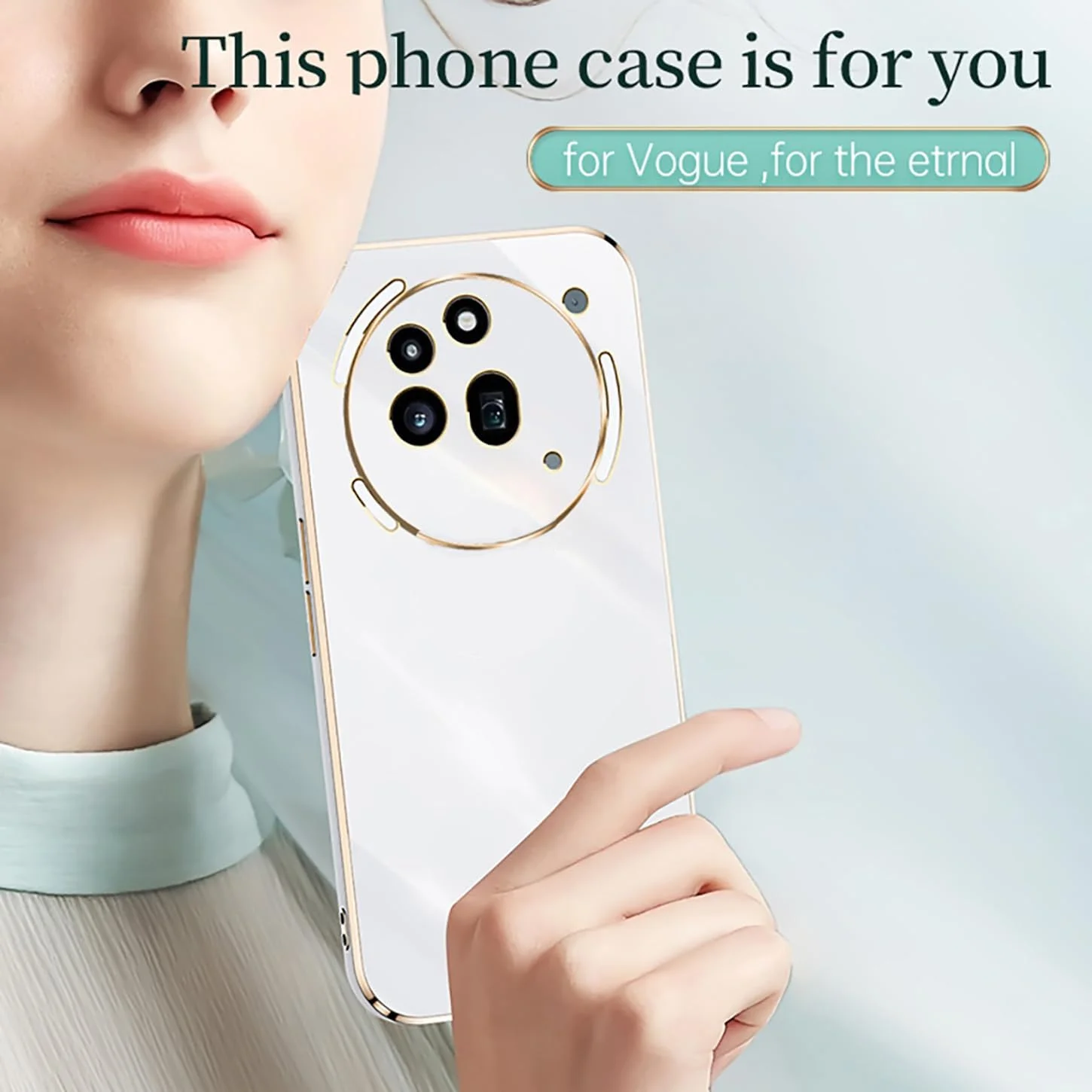 کاور محافظ گوشی ناتینگ فون (3a) پرو، طراحی ساده با رنگ ثابت و لبه طلایی آبکاری شده، جنس TPU نرم و مقاوم در برابر ضربه، فوق العاده نازک (سفید)