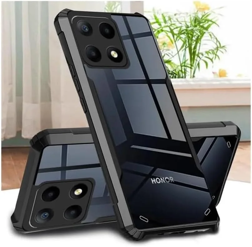 کاور ضد ضربه Muzz Honor X7C با طراحی محافظت 360 درجه و محافظت از دوربین، پشت شفاف هایبرید و بامپر مشکی مناسب برای Honor X7C 2024