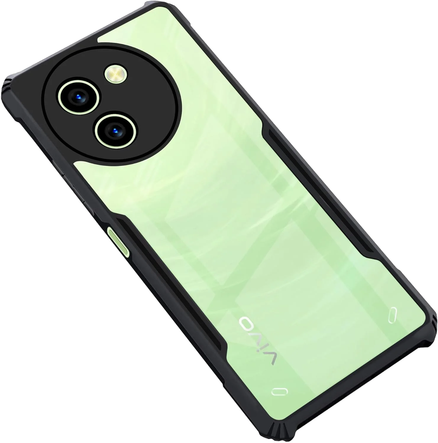 قاب پشتی شفاف CEDO Vivo T3X (5G) | محافظت از دوربین با لبه ضربه گیر | محافظت 360 درجه کریستالی اکریلیک TPU+PC | قاب پشتی عقابی شفاف (مشکی)