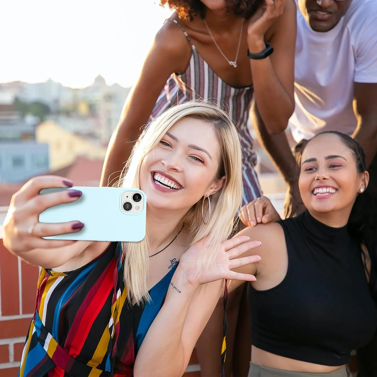 قاب گوشی آیفون 13 ZVastt - کاور موبایل ژله ای سیلیکونی مایع - باریک، ضد خش، پوشش داخلی نرم میکروفایبر - محافظت کامل ضد ضربه - آبی آسمانی