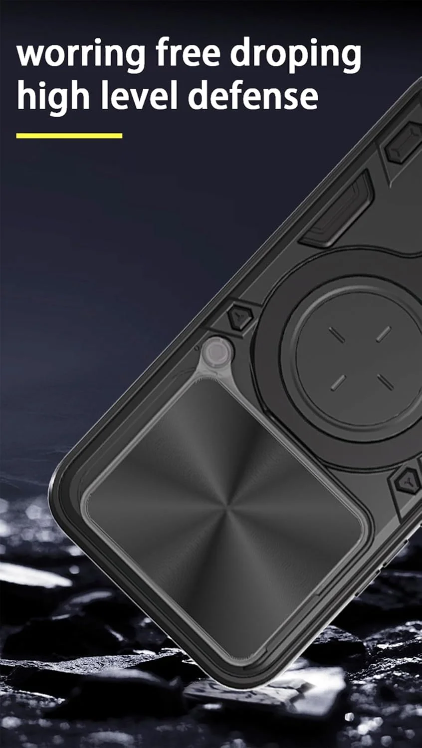 قاب گوشی شیائومی پوکو M7 Pro 5G با بند سیلیکونی، محافظت در برابر سقوط نظامی، پایه فلزی و حلقه مغناطیسی (مشکی، M7Pro بدون گلس)