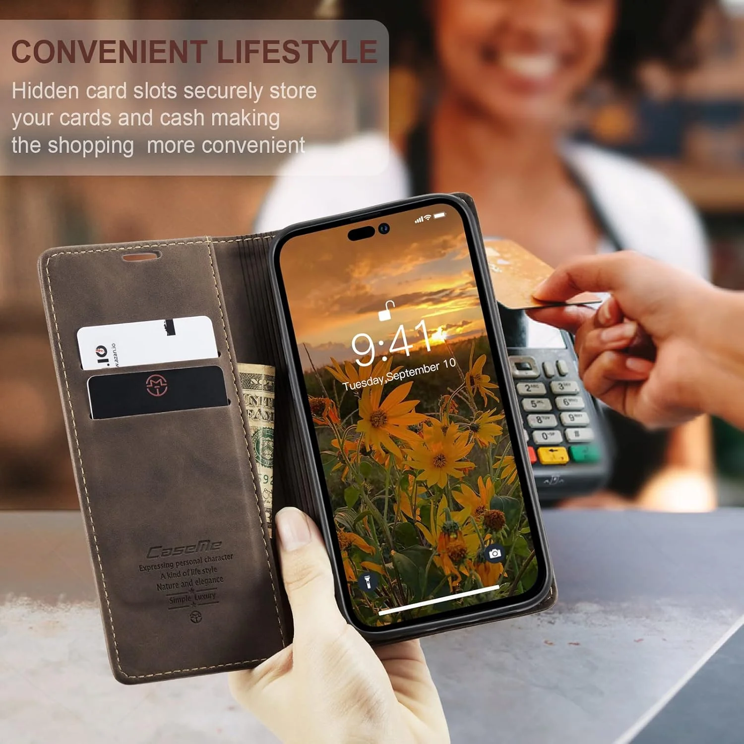 کیف پول گوشی آیفون 14 پلاس مدل SINIANL، کیف تاشو چرمی با جای کارت، پایه نگهدارنده و قفل مغناطیسی، مناسب برای آیفون 14 پلاس 6.7 اینچی (2022) - رنگ قهوه ای کیف پول گوشی آیفون 14 پلاس مدل SINIANL، کیف تاشو چرمی با جای کارت، پایه نگهدارنده و قفل مغناطیسی، مناسب برای آیفون 14 پلاس 6.7 اینچی (2022) - رنگ قهوه ای