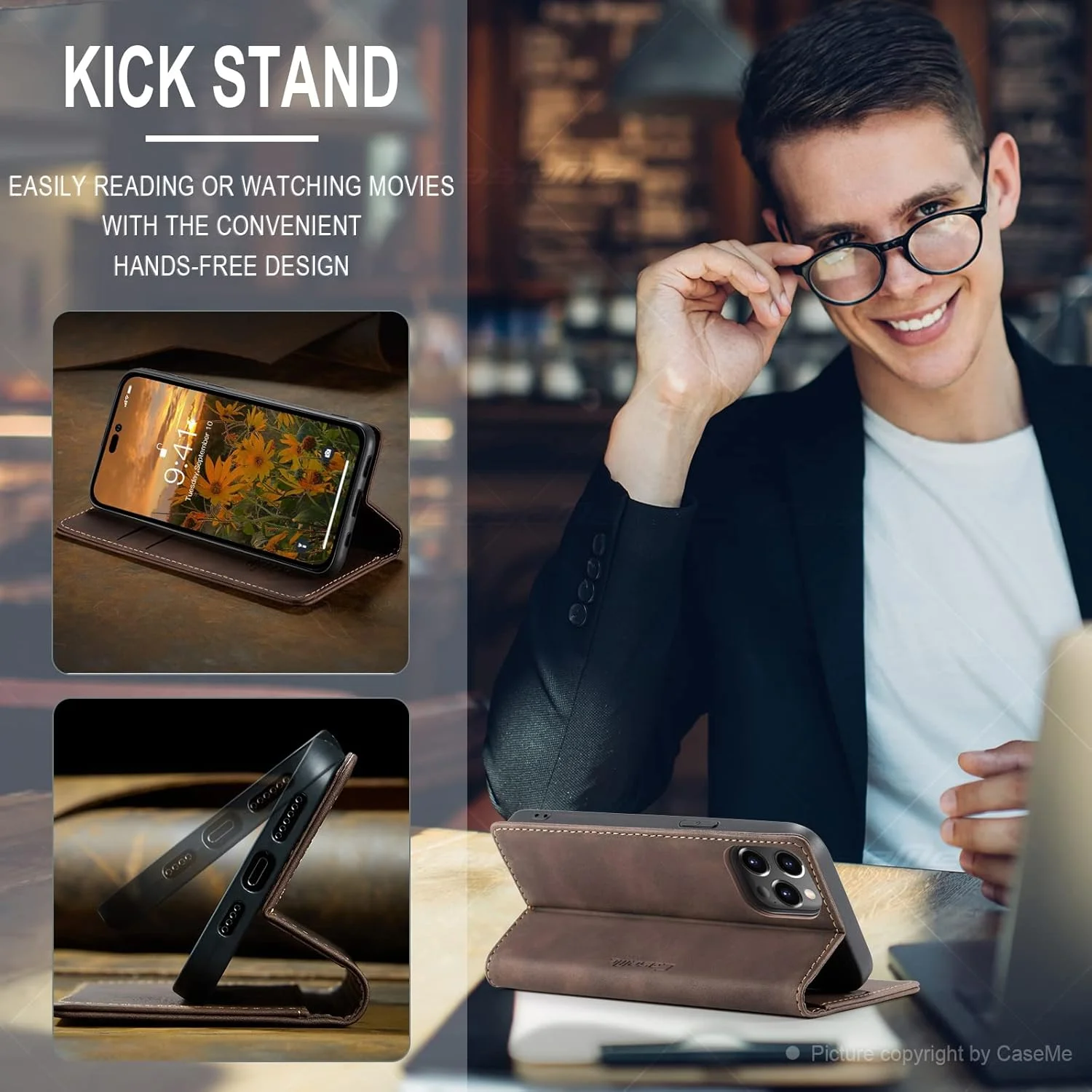 کیف پول گوشی آیفون 14 پلاس مدل SINIANL، کیف تاشو چرمی با جای کارت، پایه نگهدارنده و قفل مغناطیسی، مناسب برای آیفون 14 پلاس 6.7 اینچی (2022) - رنگ قهوه ای کیف پول گوشی آیفون 14 پلاس مدل SINIANL، کیف تاشو چرمی با جای کارت، پایه نگهدارنده و قفل مغناطیسی، مناسب برای آیفون 14 پلاس 6.7 اینچی (2022) - رنگ قهوه ای