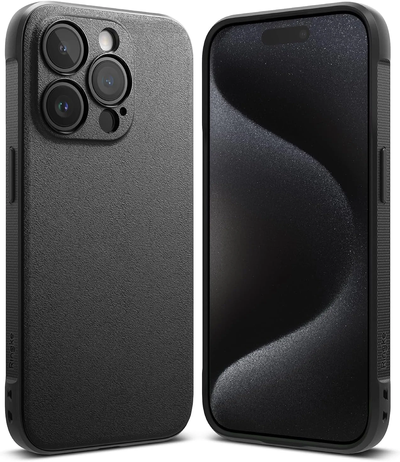 کاور اونیکس رینکه سازگار با آیفون 15 پرو مکس، با گریپ تقویت شده، مقاوم، انعطاف پذیر، TPU ضد ضربه، محافظ سپر TPU ناهموار [طراحی شده برای آیفون 15 پرو مکس] - مشکی