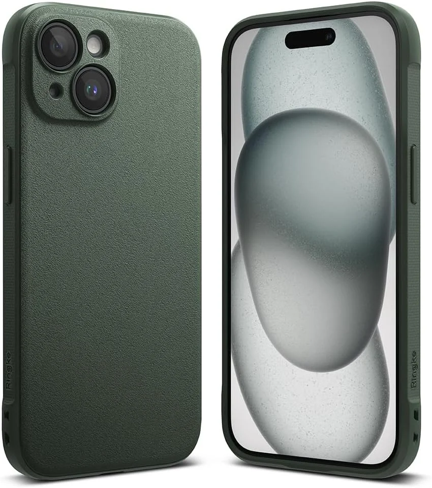 کاور اونیکس رینکه سازگار با آیفون 15 پلاس، با گریپ تقویت شده، TPU بادوام و انعطاف پذیر، مقاوم در برابر ضربه، محافظ سپر TPU ناهموار [طراحی شده برای آیفون 15 پلاس] - سبز تیره