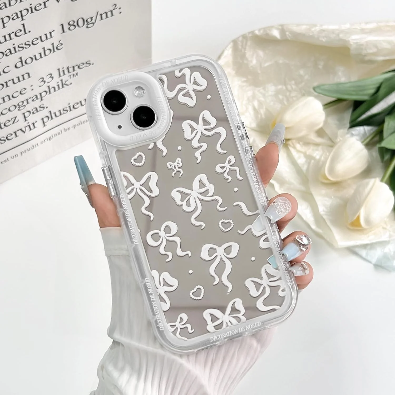 کاور گوشی آیفون 14 طرح پاپیون آینه ای زیبا، محافظ نقره ای ضد ضربه - پاپیون سفید کاور گوشی آیفون 14 طرح پاپیون آینه ای زیبا، محافظ نقره ای ضد ضربه - پاپیون سفید