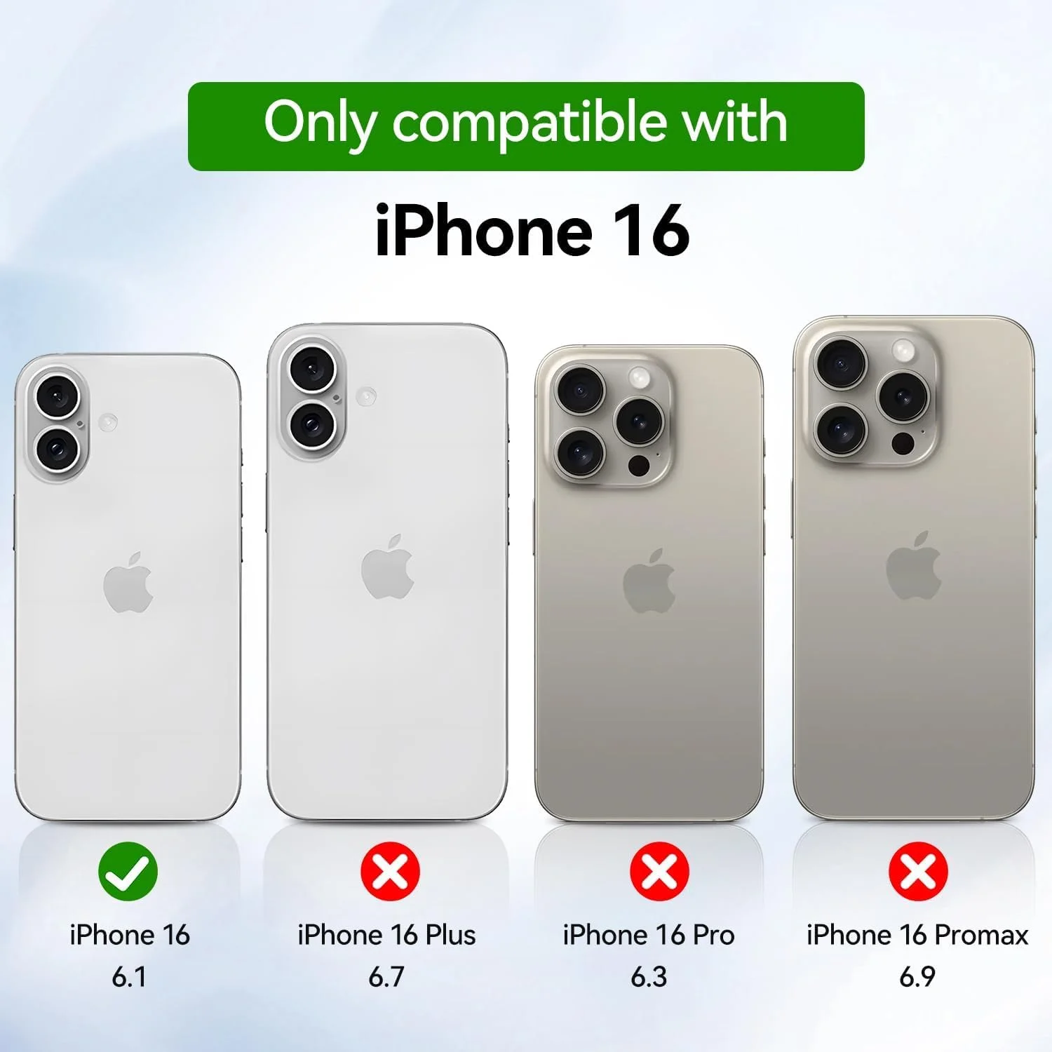 کاور محافظ کریستالی شفاف T Tersely برای آیفون 16 (6.1 اینچ)، ضد زردی، پشت سخت، باریک، ضد ضربه و ضد خش، مناسب برای شارژ بی سیم