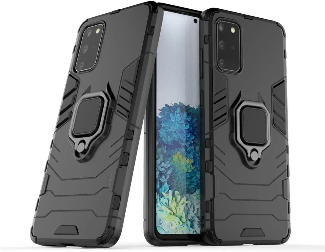 قاب محافظ گوشی موبایل میجین سازگار با سامسونگ گلکسی S20 پلاس، گلکسی S20 پلاس 5G، با حلقه فلزی و استند، پوشش دولایه مقاوم (مشکی) قاب محافظ گوشی موبایل میجین سازگار با سامسونگ گلکسی S20 پلاس، گلکسی S20 پلاس 5G، با حلقه فلزی و استند، پوشش دولایه مقاوم (مشکی)