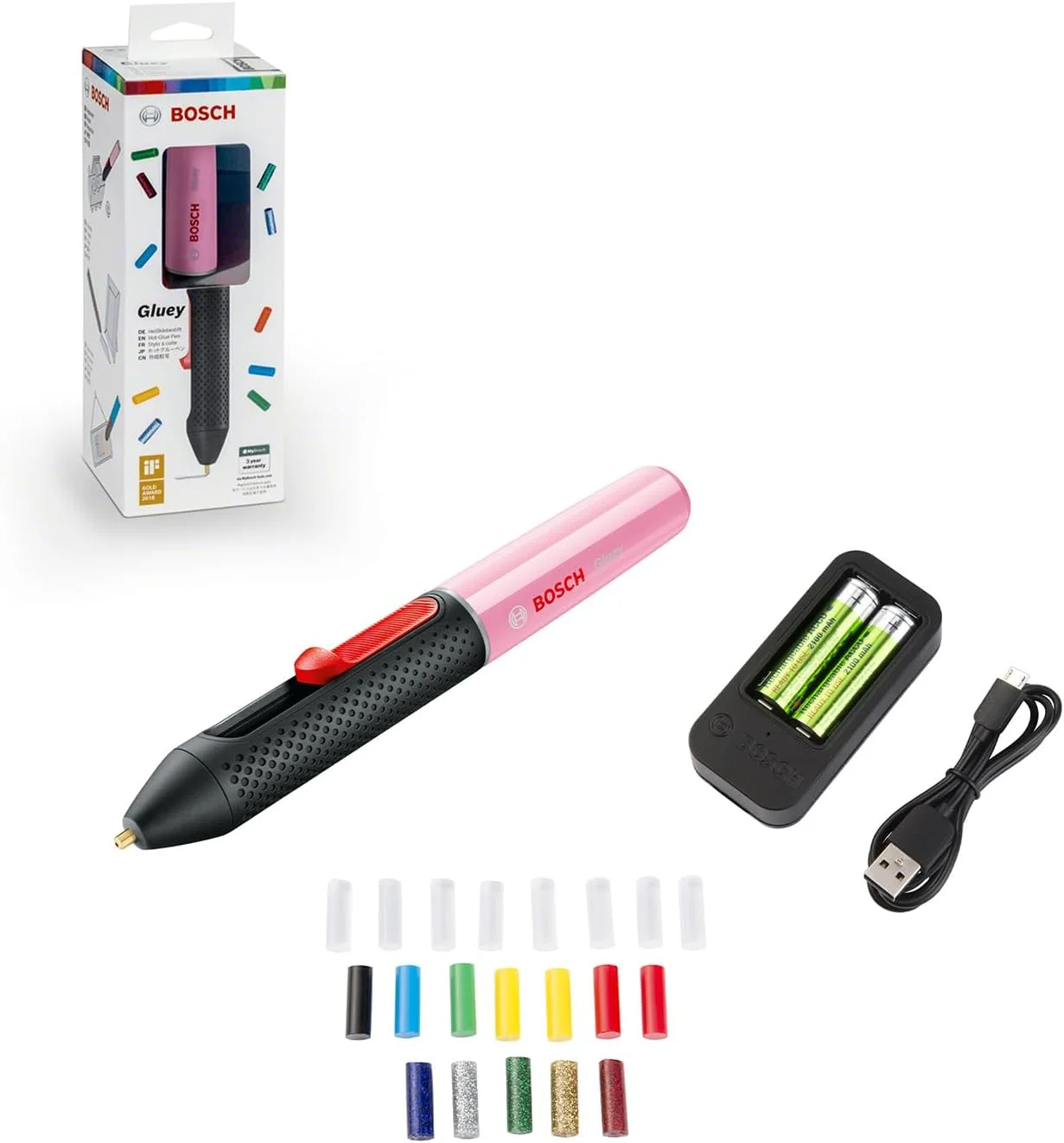 تفنگ چسب حرارتی بی سیم بوش Gluey، صورتی کاپ کیکی. باتری های AA قابل شارژ | مدل: 06032A2103 تفنگ چسب حرارتی بی سیم بوش Gluey، صورتی کاپ کیکی. باتری های AA قابل شارژ | مدل: 06032A2103