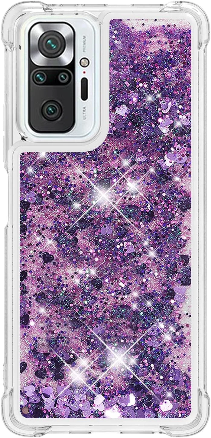 قاب سیلیکونی گوشی موبایل برای شیائومی ردمی نوت 10 پرو، محافظت از سقوط با ایربگ گوشه، درخشان، شن روان، مایع براق، کاور TPU، عشق بنفش قاب سیلیکونی گوشی موبایل برای شیائومی ردمی نوت 10 پرو، محافظت از سقوط با ایربگ گوشه، درخشان، شن روان، مایع براق، کاور TPU، عشق بنفش