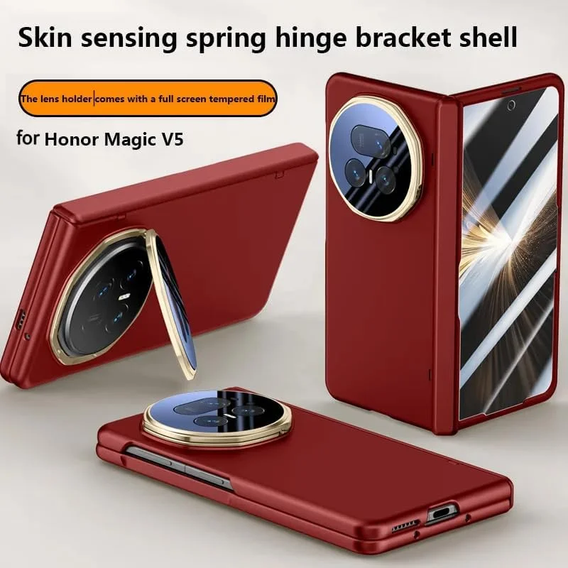 قاب مغناطیسی Gruattreay برای گوشی آنر مجیک V5 5G مدل [محافظ صفحه نمایش داخلی] [پشتیبانی از شارژ بی سیم] استند لنز دوربین مات ضد خش و ضد ضربه (مشکی)