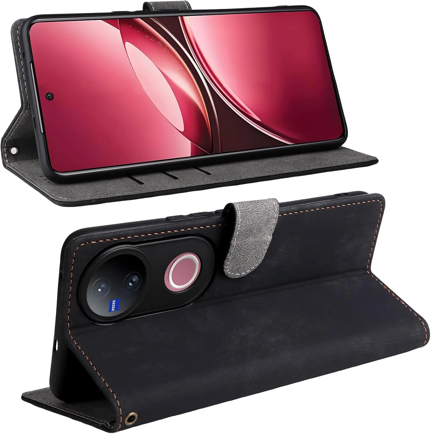 کیف پول چرمی محافظ گوشی ویوو V50 به همراه بند دستی، محافظت کامل از بدنه، ضد ضربه و ضد سرقت RFID کیف پول چرمی محافظ گوشی ویوو V50 به همراه بند دستی، محافظت کامل از بدنه، ضد ضربه و ضد سرقت RFID