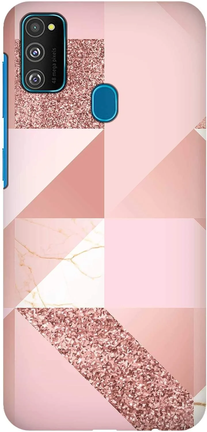 قاب گوشی استایلیزید سازگار با سامسونگ گلکسی M30s، سری اسنپ باریک، کاور موبایل سفارشی، محافظ PC سخت با روکش مات، طرح [طراحی شده برای سامسونگ گلکسی M30s] - مرمر صورتی هندسی