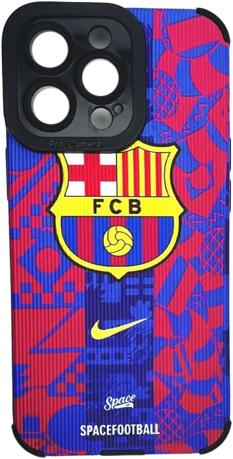 قاب گوشی آیفون 13 پرو با طرح باشگاه فوتبال بارسلونا + محافظ صفحه نمایش شیشه ای حرارت دیده