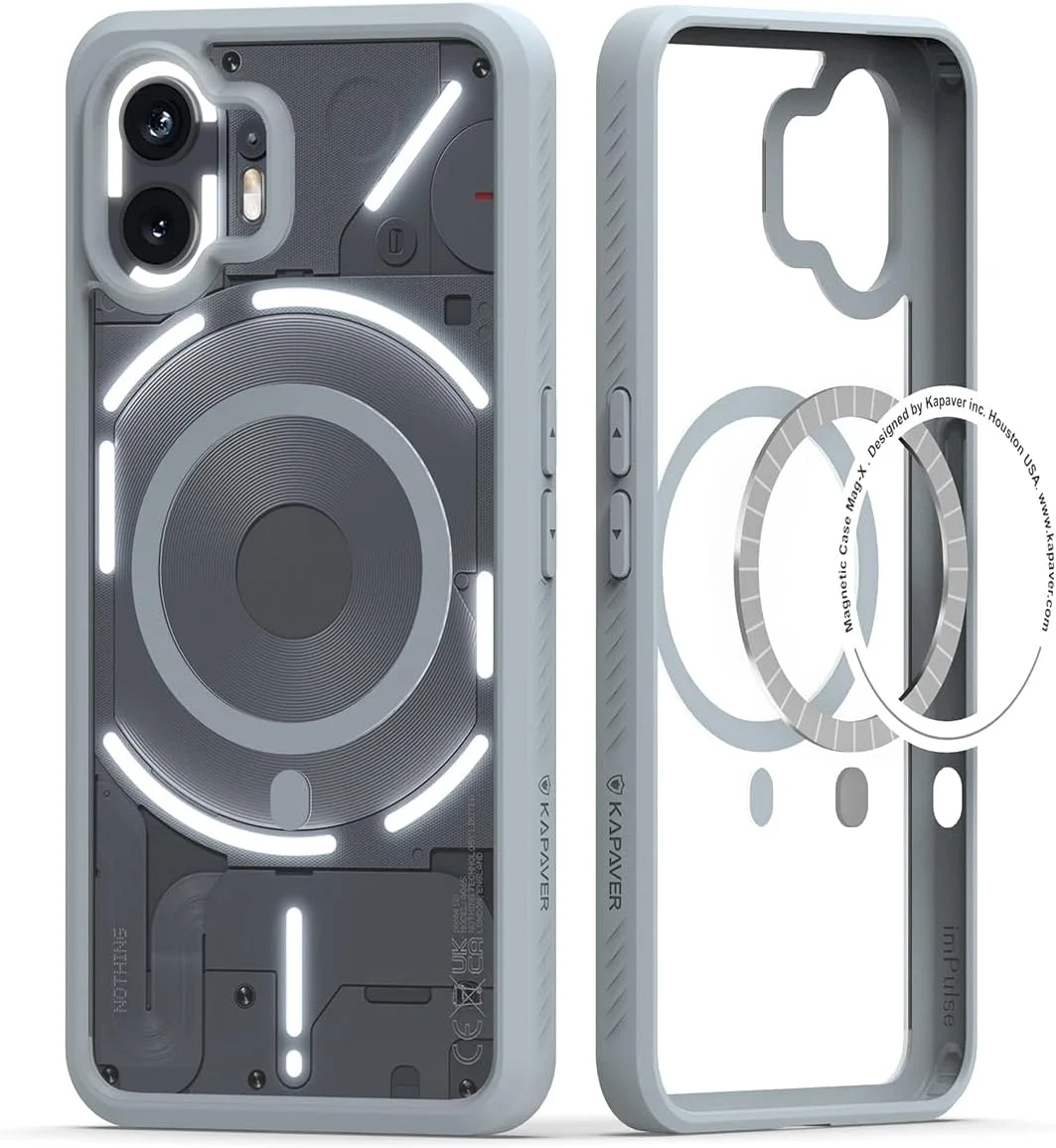 کاور پشتی KAPAVER Mag-X سازگار با Nothing Phone 2 (TPU+PC) (خاکستری)