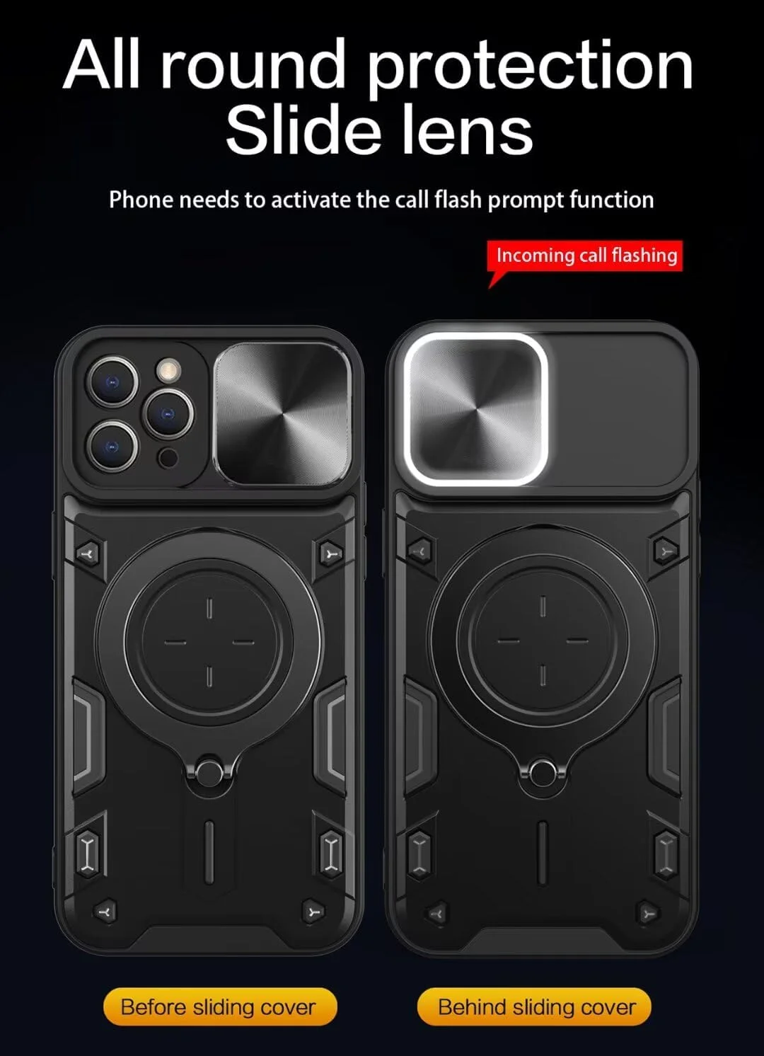 کاور محافظ ضد ضربه اولترا آرمور کوماکو برای اوپو رنو 14 پرو 5G، کاور محافظ TPU+PC با پوشش کشویی دوربین، به همراه پایه انگشتی حلقه ای - آبی