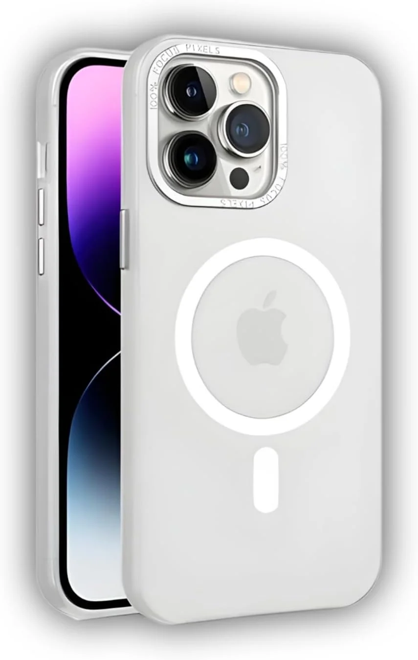 قاب گوشی آیفون 14، قاب محافظ تلفن همراه با قابلیت پشتیبانی از شارژ بی‌سیم مغناطیسی اپل MagSafe، محافظت در برابر ضربه با درجه نظامی، مقاوم در برابر خراش (سفید، آیفون 14)