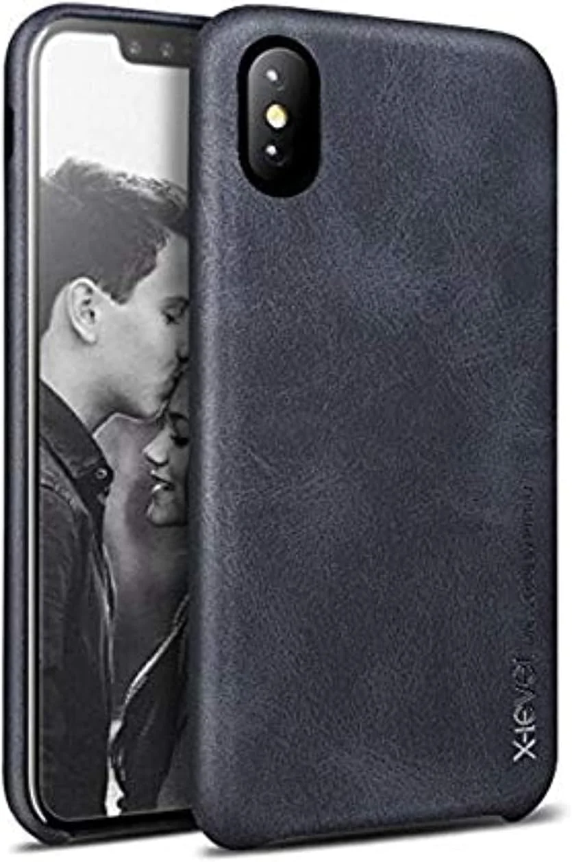 قاب گوشی آیفون X، X-Level سری [Vintage] چرم PU ممتاز، باریک، فوق سبک، محافظ نرم، کاور پشت گوشی موبایل برای اپل آیفون X - مشکی