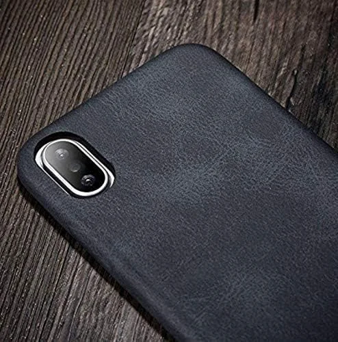 قاب گوشی آیفون X، X-Level سری [Vintage] چرم PU ممتاز، باریک، فوق سبک، محافظ نرم، کاور پشت گوشی موبایل برای اپل آیفون X - مشکی