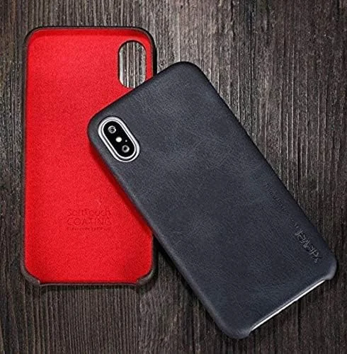 قاب گوشی آیفون X، X-Level سری [Vintage] چرم PU ممتاز، باریک، فوق سبک، محافظ نرم، کاور پشت گوشی موبایل برای اپل آیفون X - مشکی